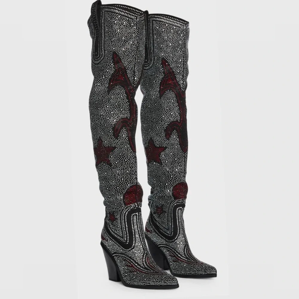 Azalea Wang Jolee Rhinestone Boots - Picture 1 of 11